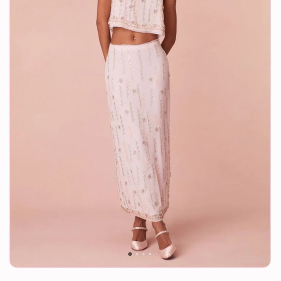 LoveShackFancy Goodall Midi Skirt in Lilac - Picture 1 of 8